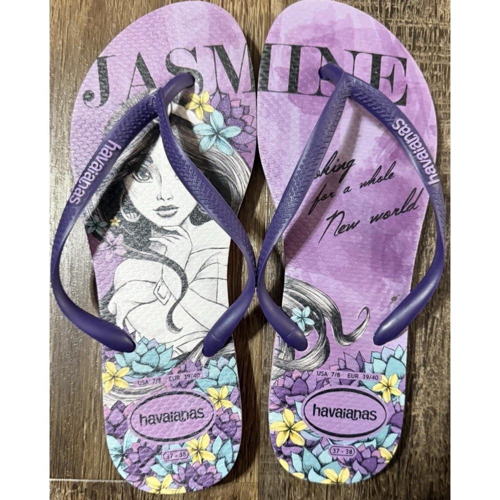 Havaianas Disney Princess Jasmine Slim Flip Flops Women's Sandals US 7-8 Summer